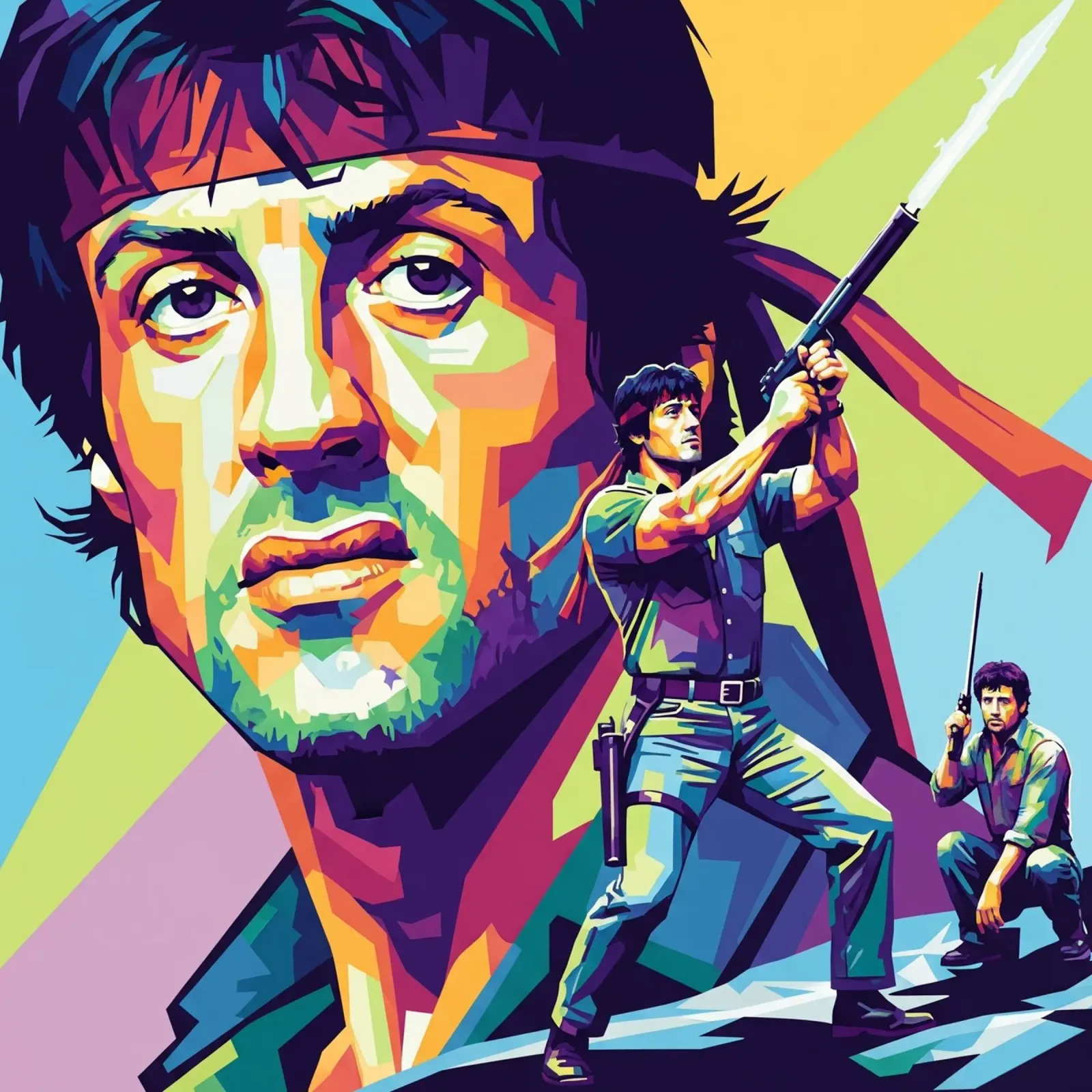Sylvester Stallone - John Rambo art (1) plexiglass da Hantamrata