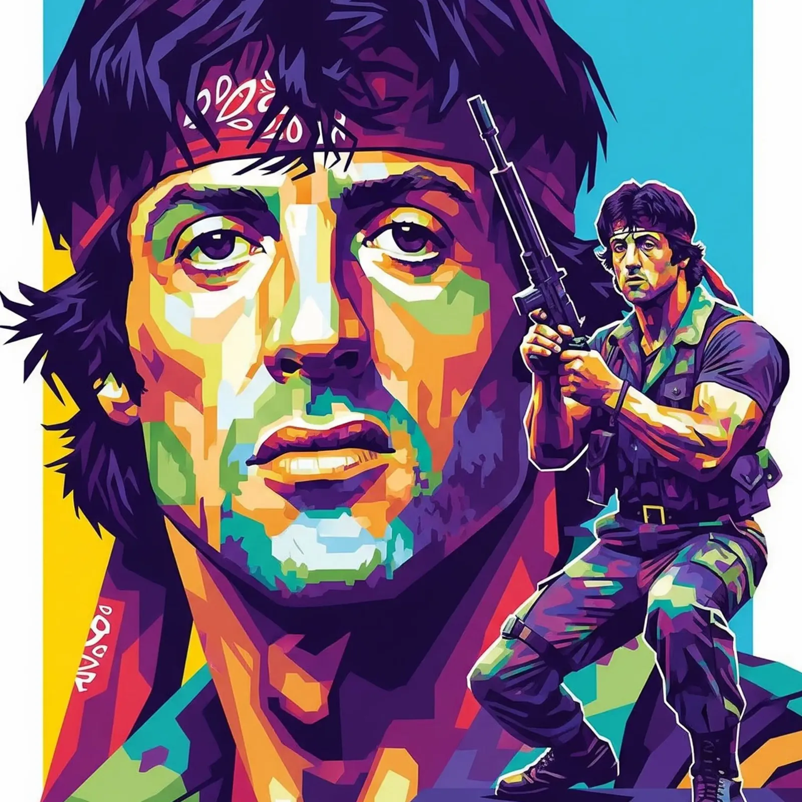 Sylvester Stallone - John Rambo art (2) pellicola backlit da Hantamrata