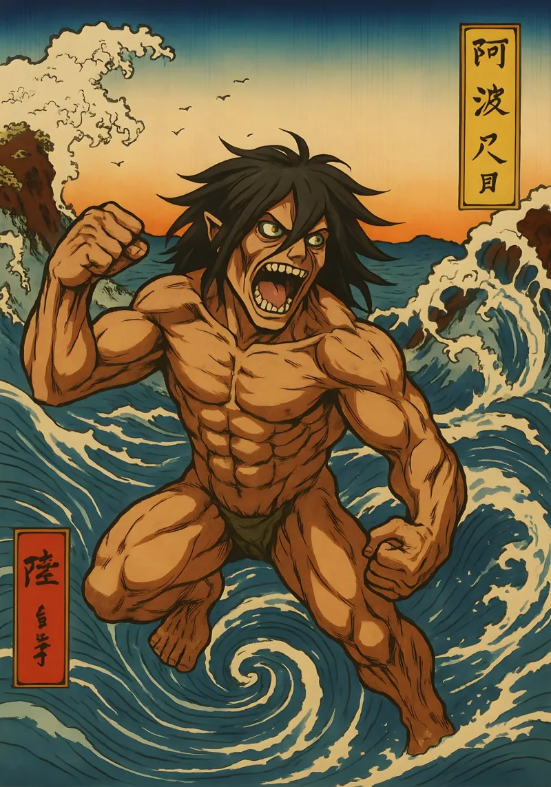AOT Eren On Japan wave pellicola backlit da KakiHanryJP