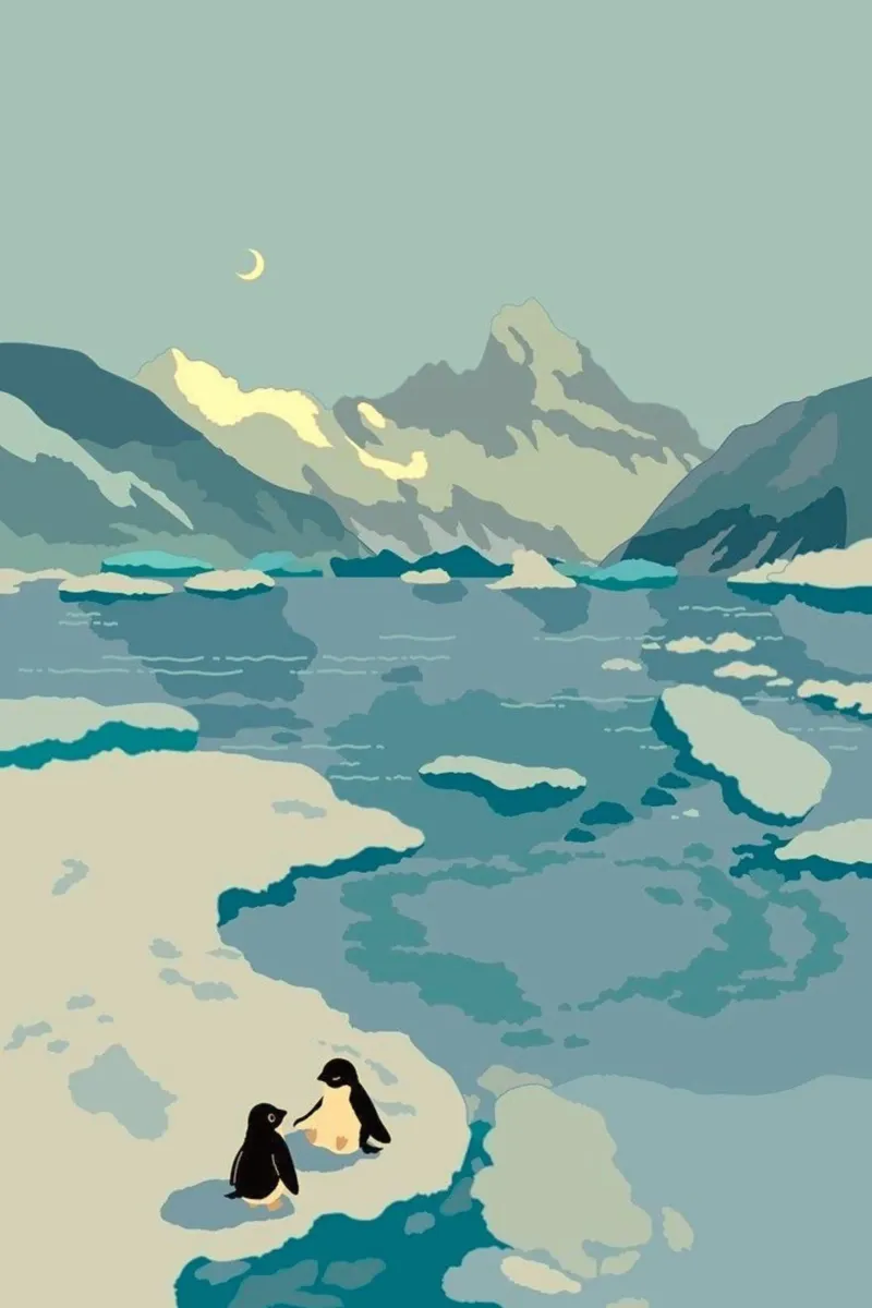 penguins icebergs pellicola backlit da Histrol