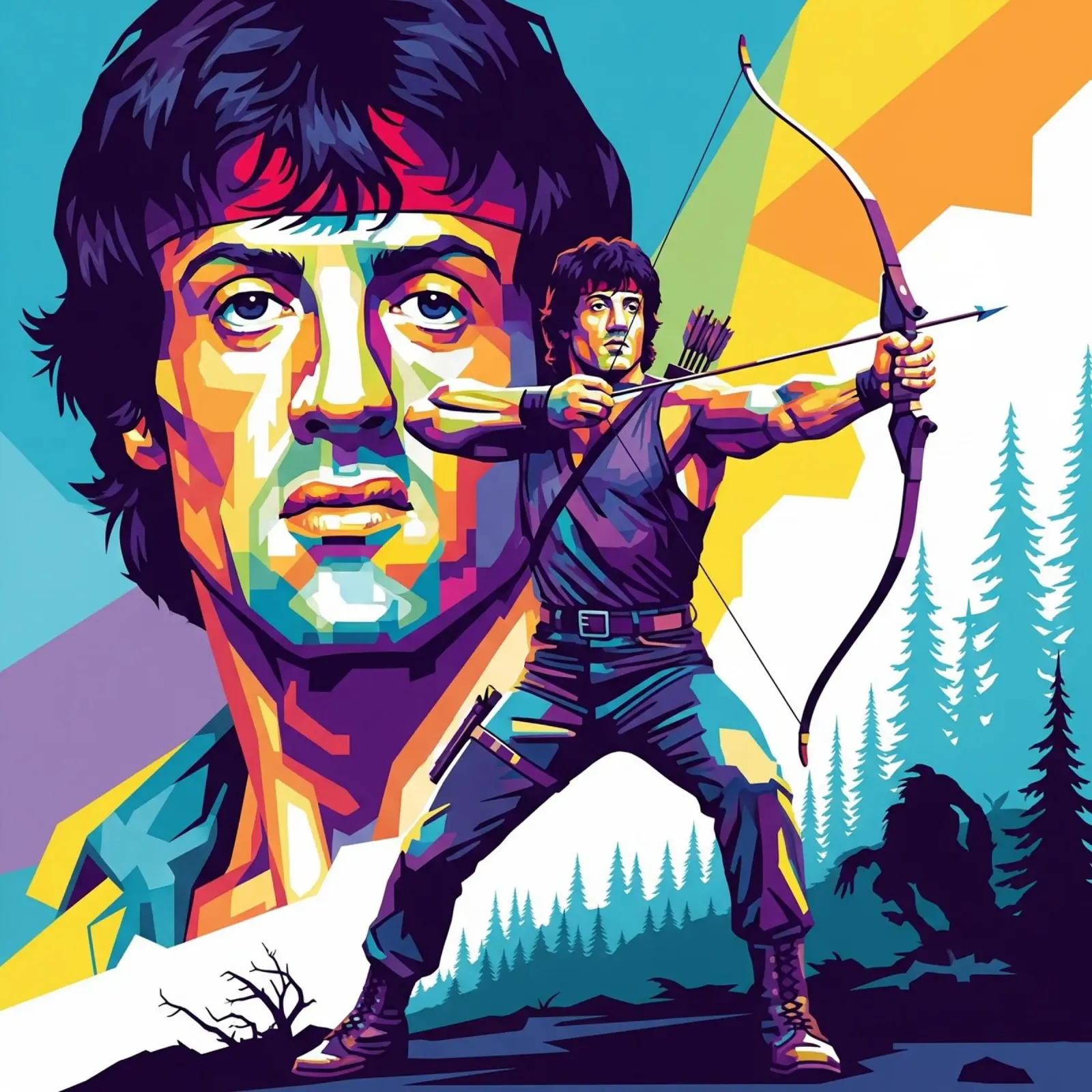 Sylvester Stallone - John Rambo art (3) carta hahnemühle da Hantamrata