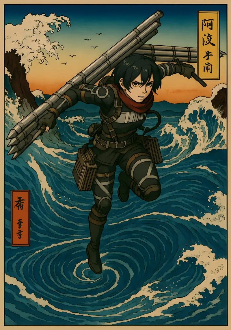 AOT Mikasa Marley Japan Wave Art poster da KakiHanryJP