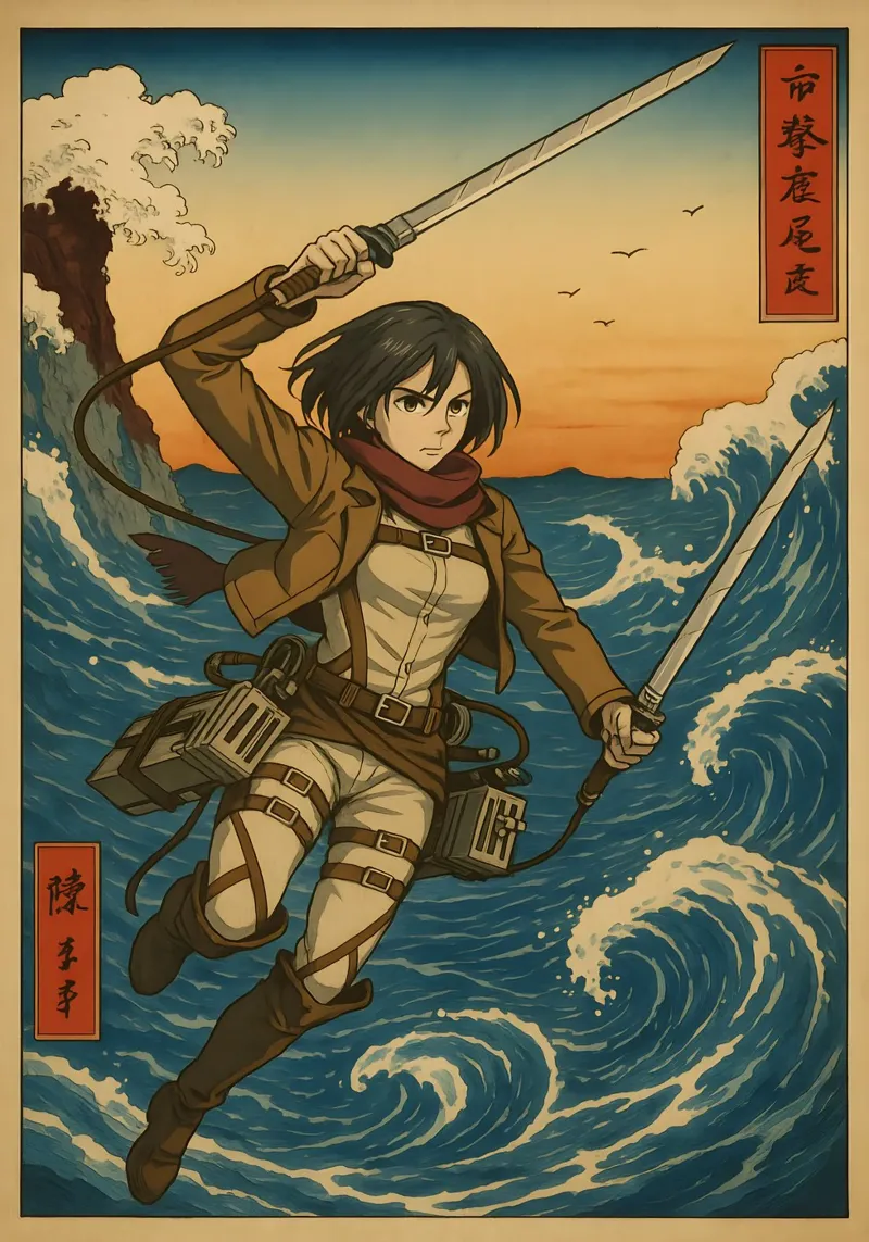 AOT Mikasa Japan Wave Art alluminio dibond da KakiHanryJP