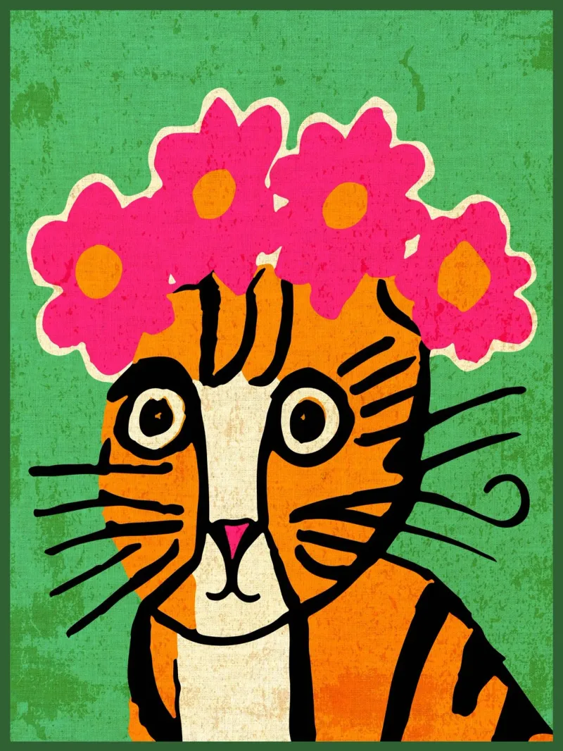 Gatto con corona di fiori poster da Drew Studio