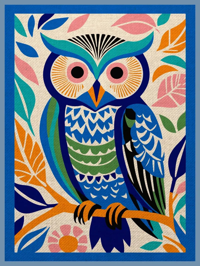 Gufo selvatico blu pellicola backlit da Drew Studio