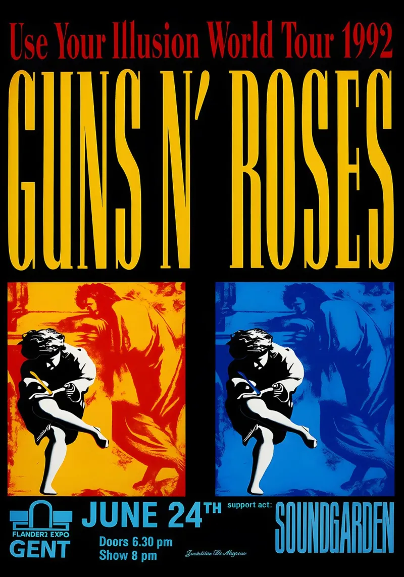 Guns Roses 1992 USE Your Illusion World Tour Poster poster con telaio in legno da DGUnder