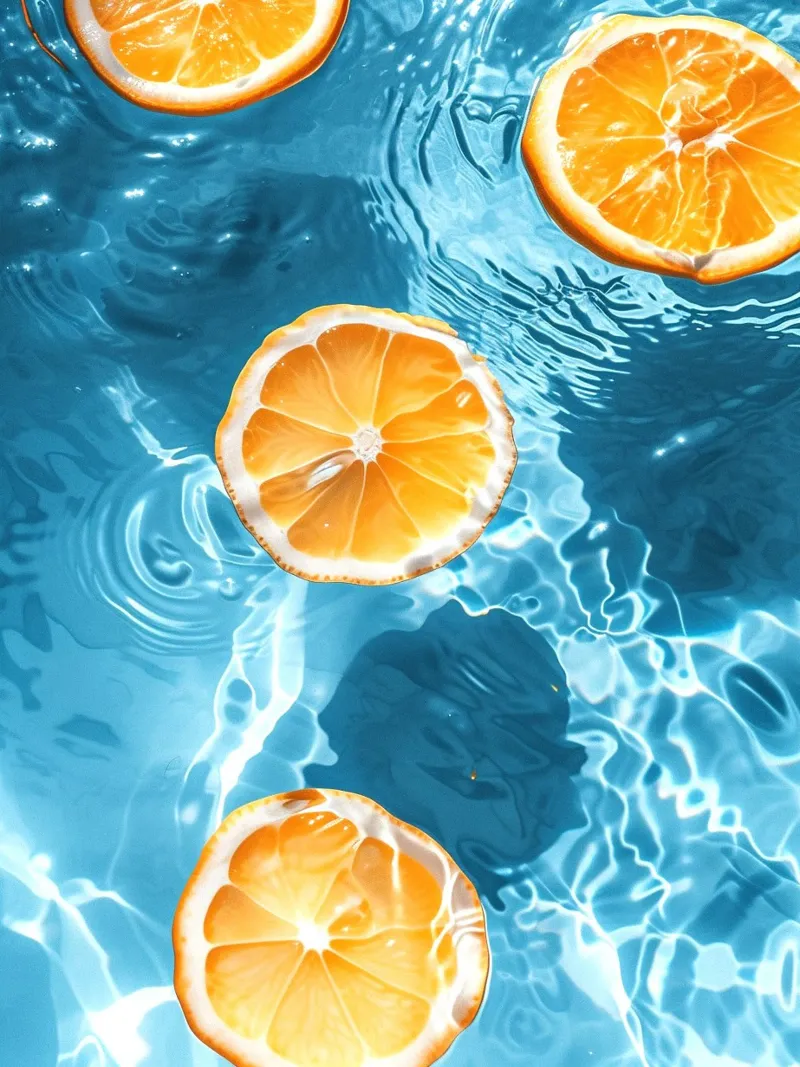 Lemons Oranges in the pool canvas with Floater frame by Yaso Design & Art