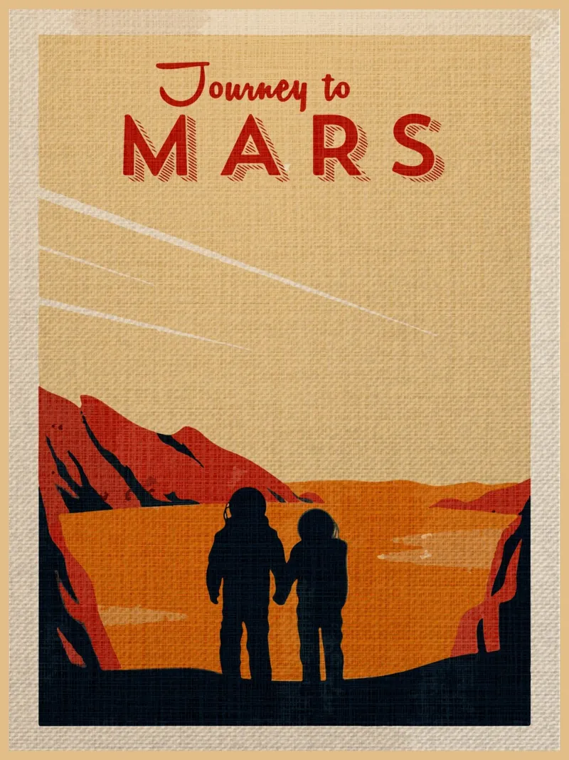 Marte Spazio vintage retro carta hahnemühle da Drew Studio