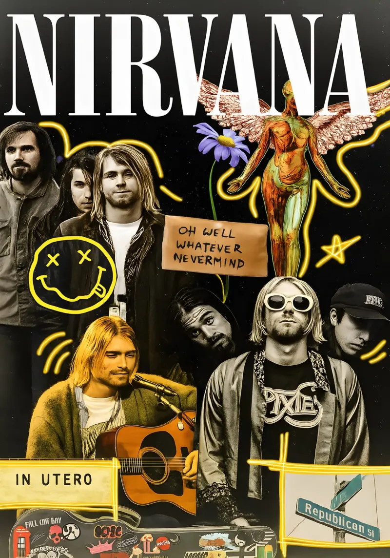Hiasan Dinking Poster Kayu NIRVANA Wall Decor film rétro-éclairé de DGUnder