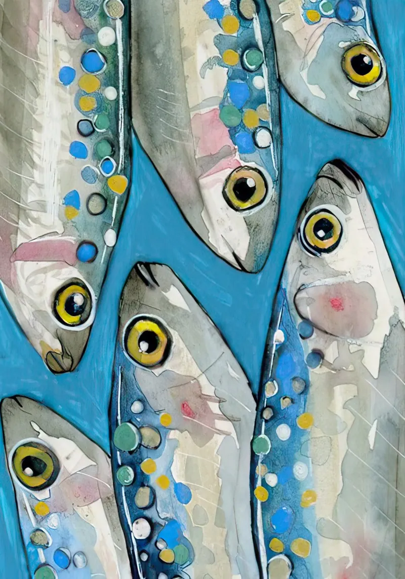 Sardines Fish Print Vintage canvas by Alishasteel