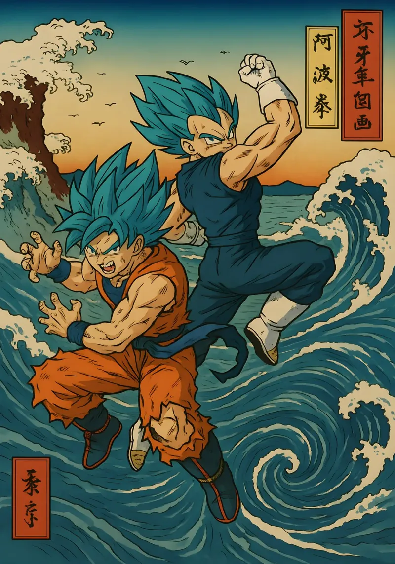 Vintage Goku And Vegeta Japan art poster da KakiHanryJP