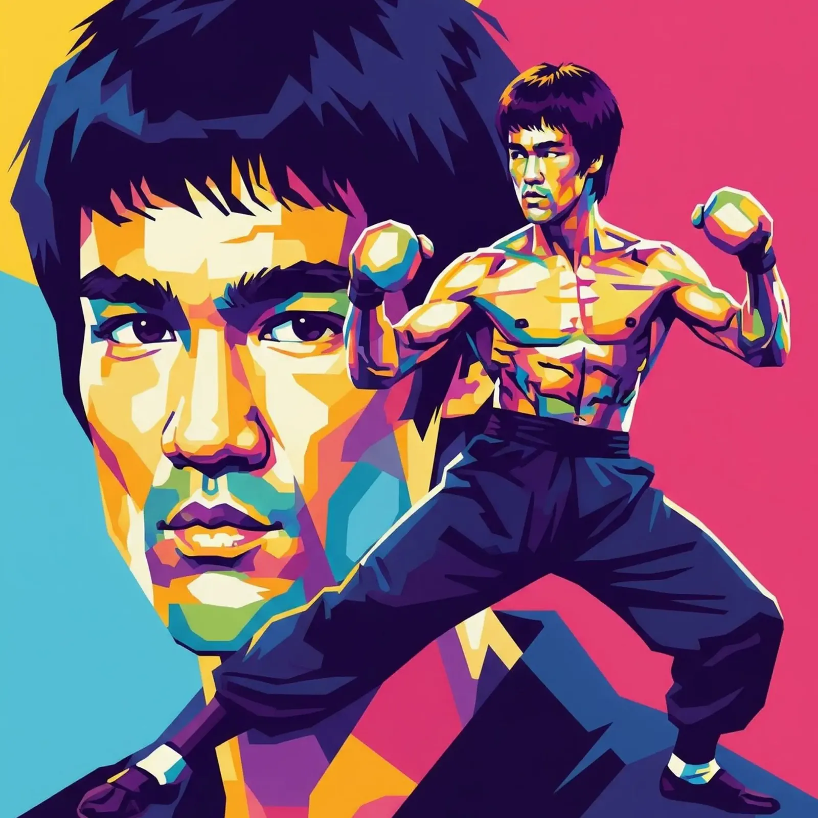 Bruce Lee - WPAP art style (1) carta hahnemühle da Hantamrata