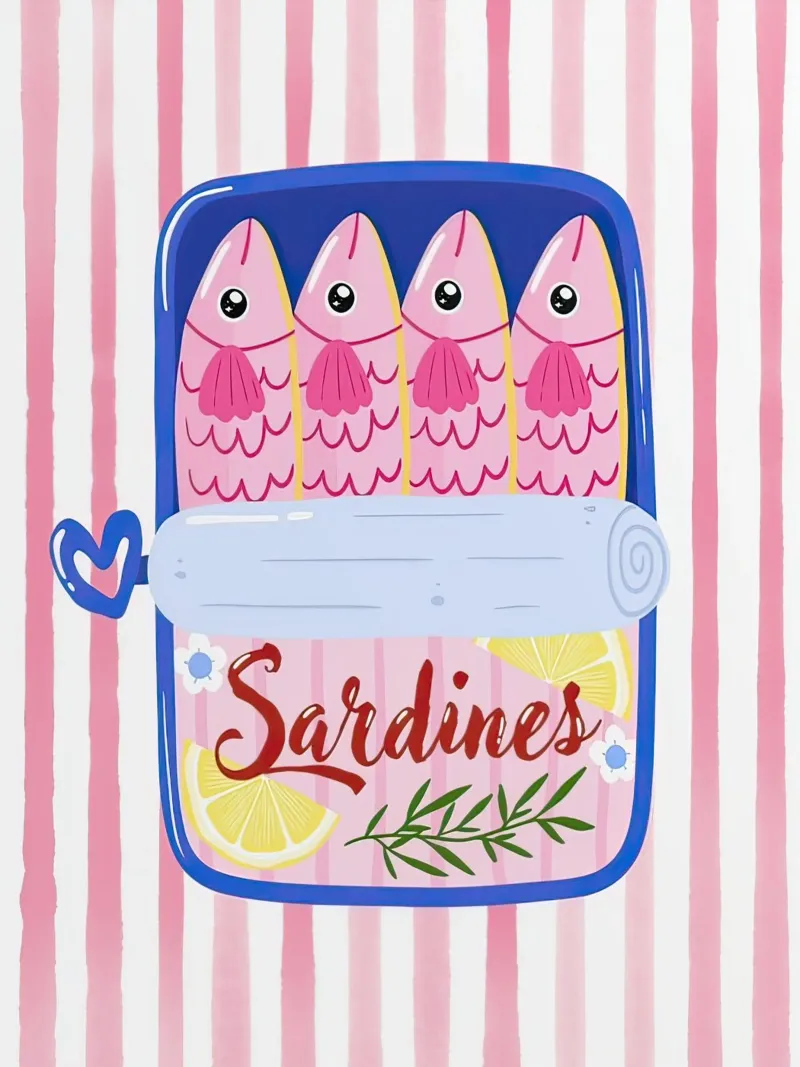 Sardina in scatola Rosa Vintage alluminio dibond da Alishasteel