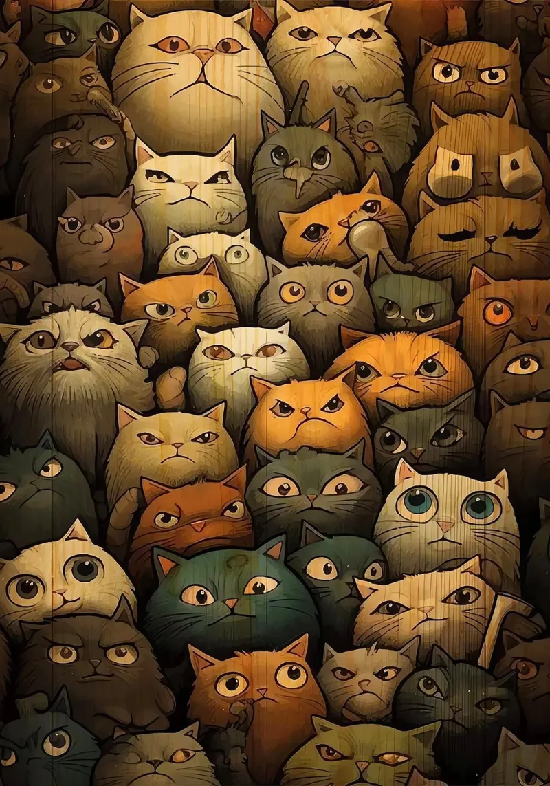 Cat Crowd Art metacrilato de Kaden