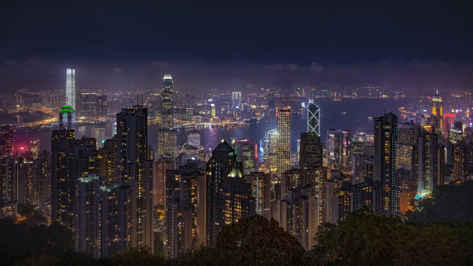 Hongkong di notte pellicola backlit da thetraveller