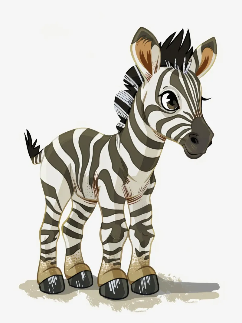 Cute cartoon zebra character in a playful stance canvas by DesignDoodle