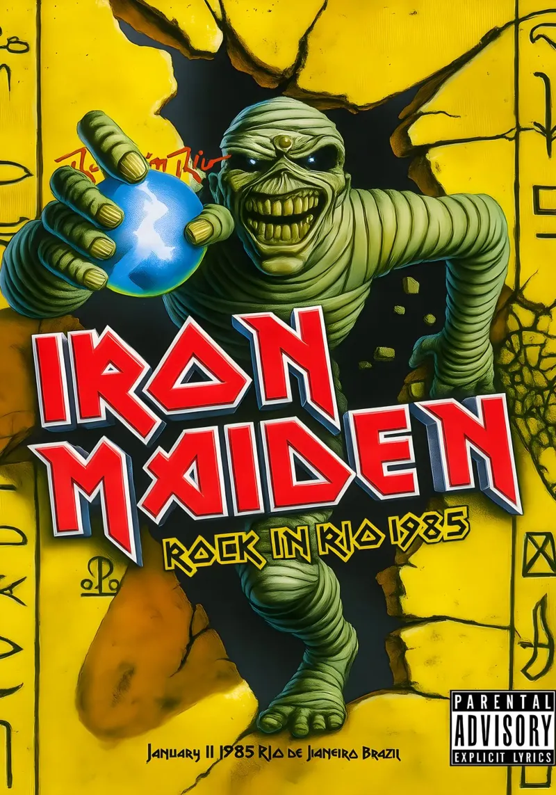 Iron Maiden Rock in Rio 1985 Posters tela con Cornice a cassetta da DGUnder