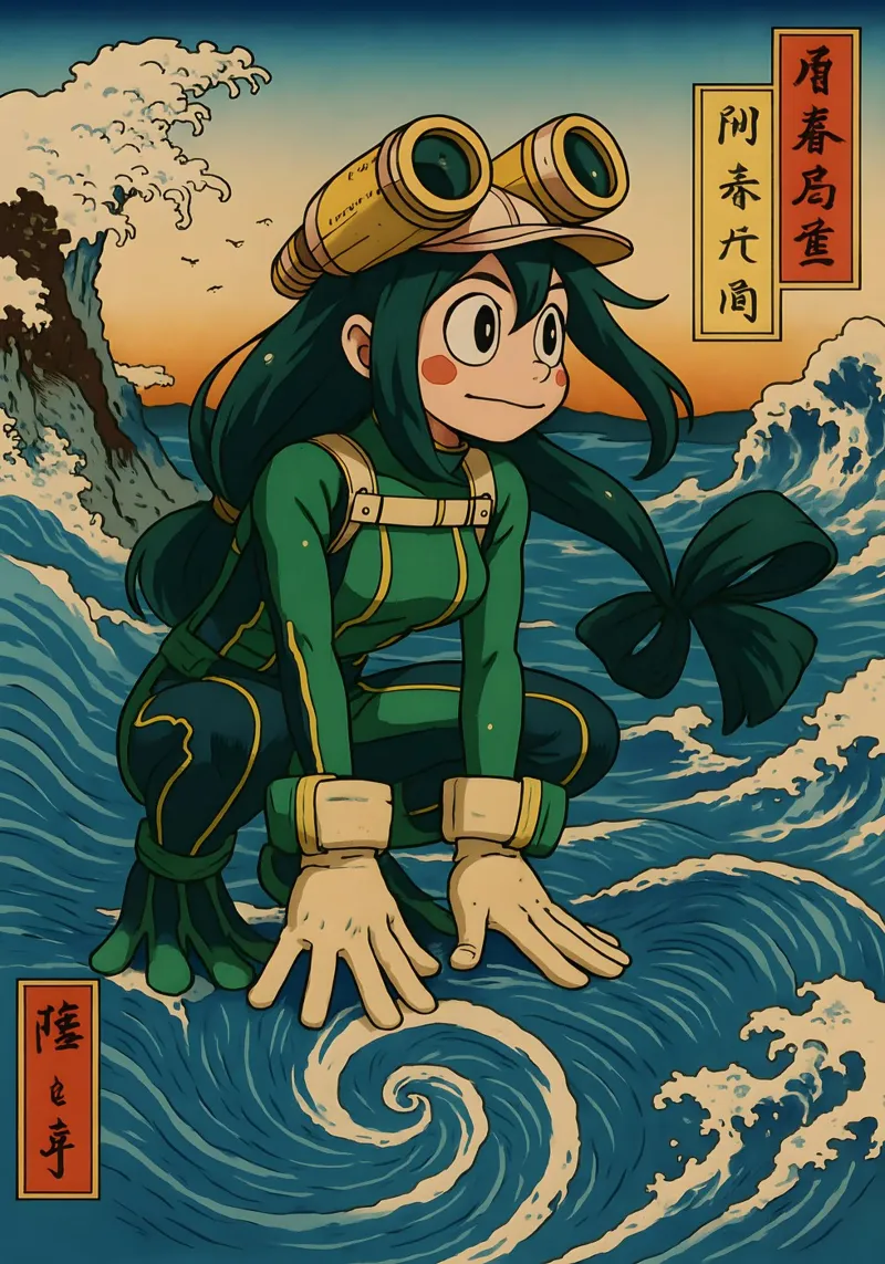 Vintage Asui Tsuyu Japan Art alluminio dibond da KakiHanryJP