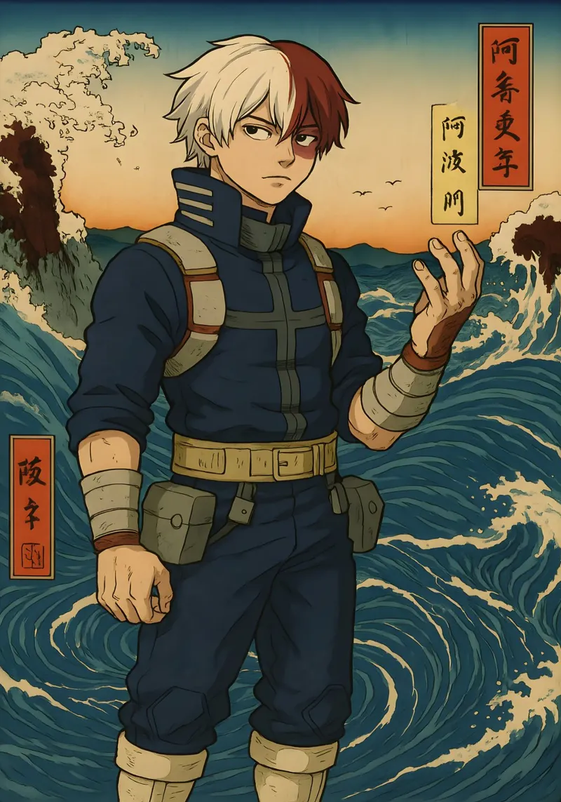 Vintage Todoroki Shouto Japan Art tela da KakiHanryJP