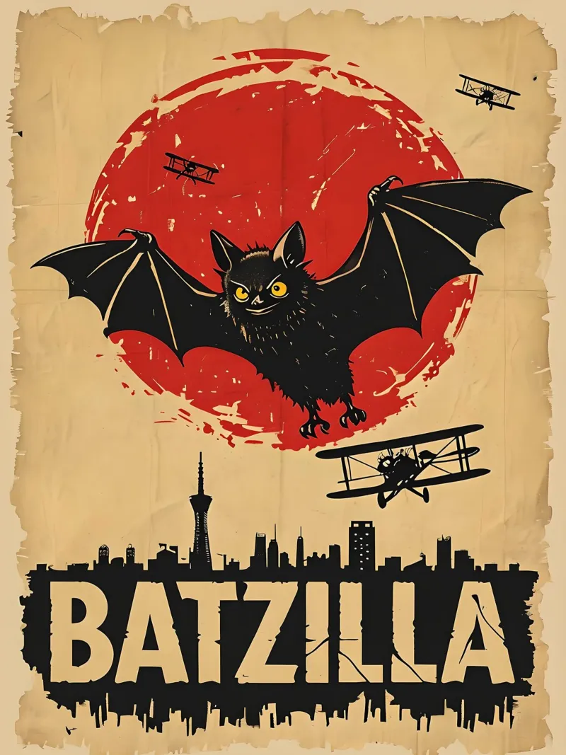 Batzilla vintage poster pellicola backlit da 🥝 KIWI STORE