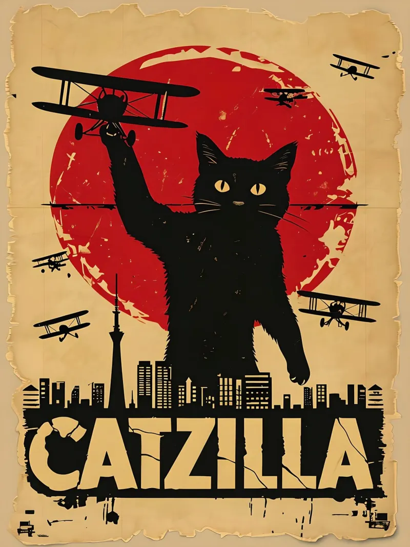 Poster d'epoca di Catzilla pellicola backlit da 🥝 KIWI STORE