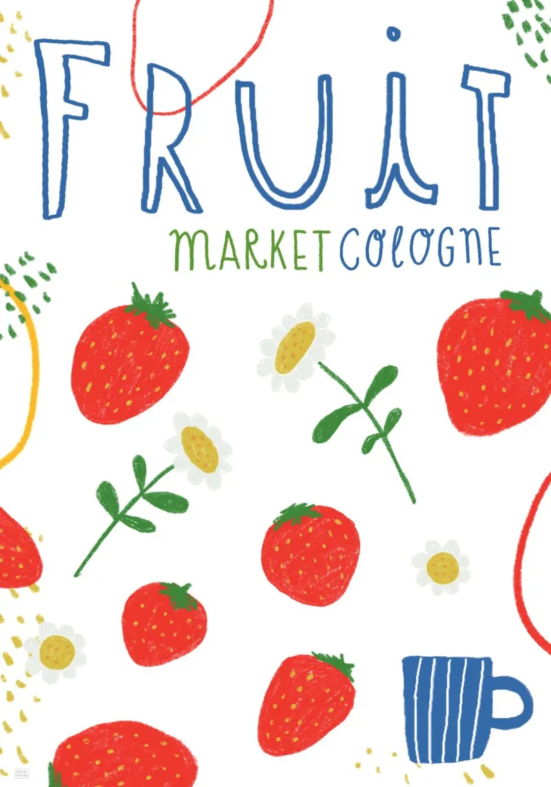 Fruit Market Cologne poster with wooden frame by Anika Merten