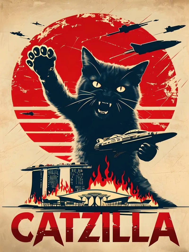 Catzilla vintage poster pellicola backlit da 🥝 KIWI STORE