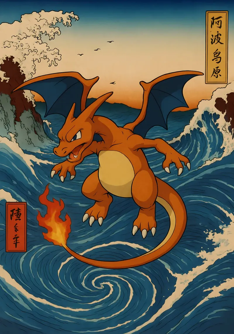 Vintage Charizard Japan Art poster da KakiHanryJP