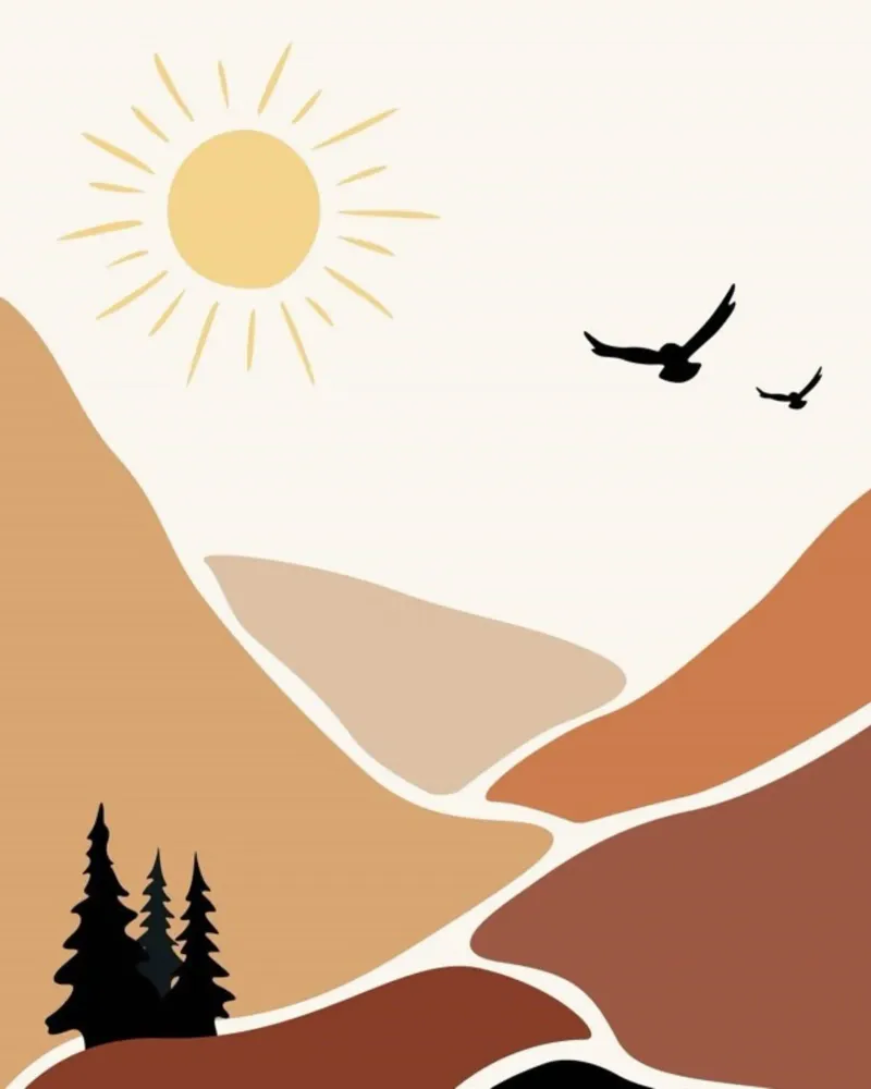 mountains birds trees pellicola backlit da twillight