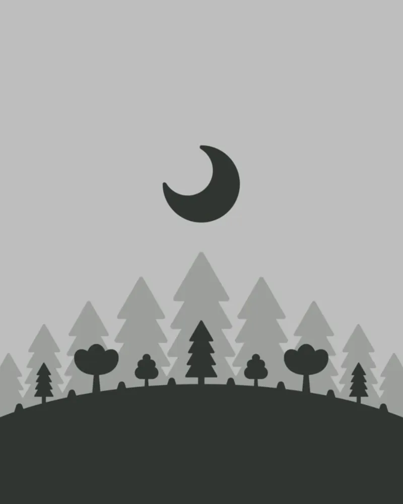 silhouette of trees forest night pellicola backlit da Histrol