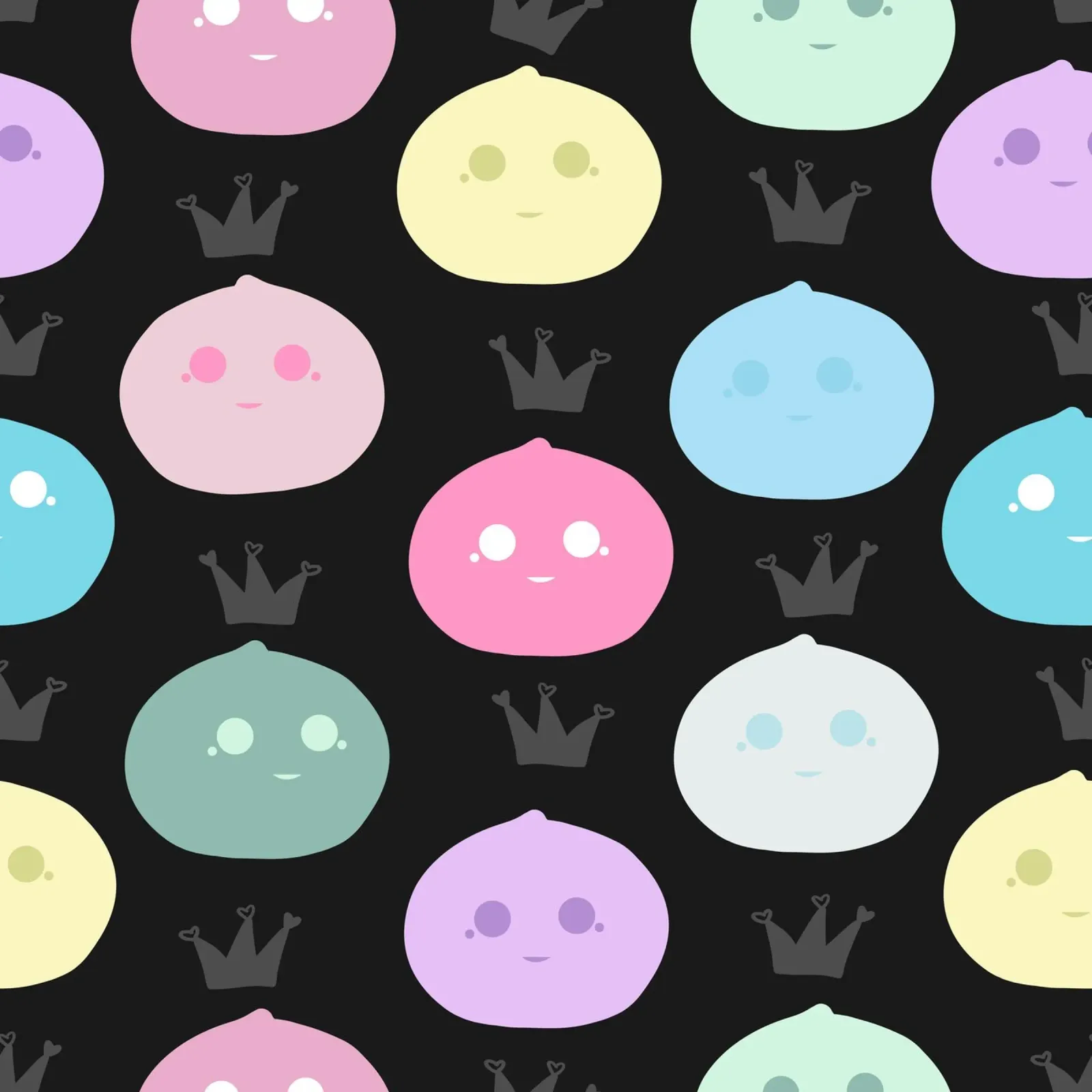 Mochi Queen pattern sfondo nero tela con Cornice a cassetta da gulsengunel
