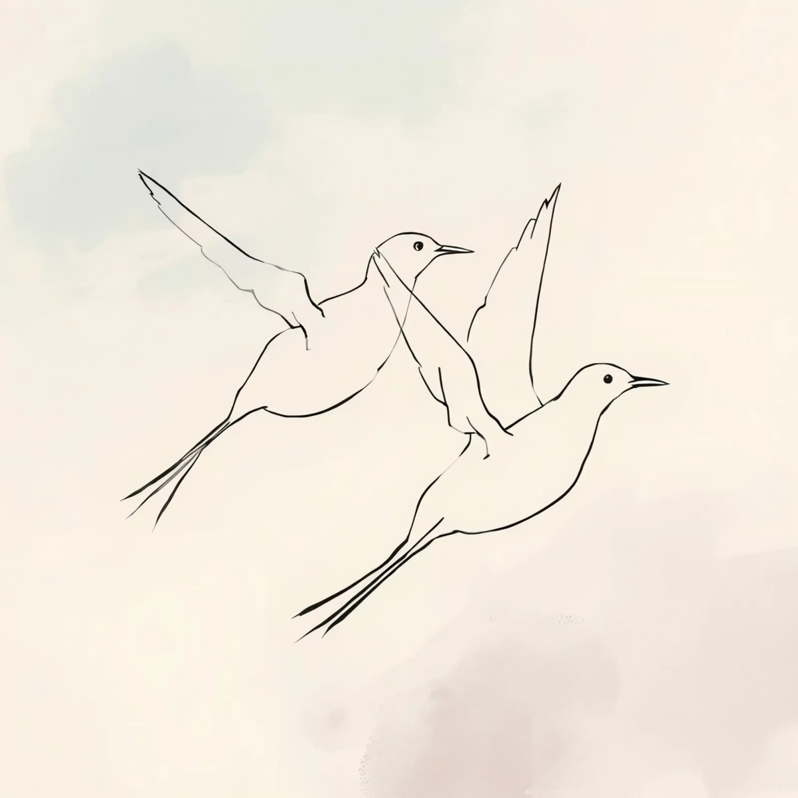 Due uccelli in volo catturati in un semplice schizzo pellicola backlit da DesignDoodle