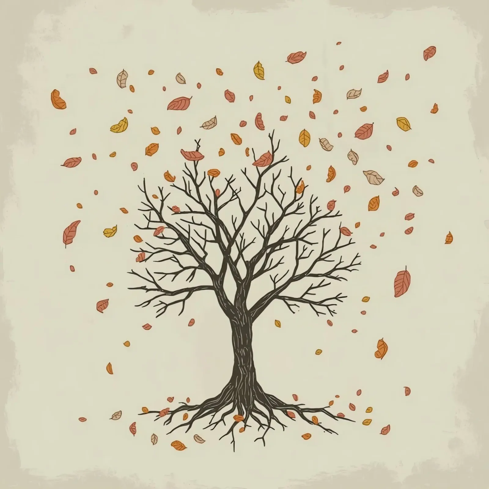 Un albero autunnale con foglie cadenti cattura le transizioni stagionali pellicola backlit da DesignDoodle