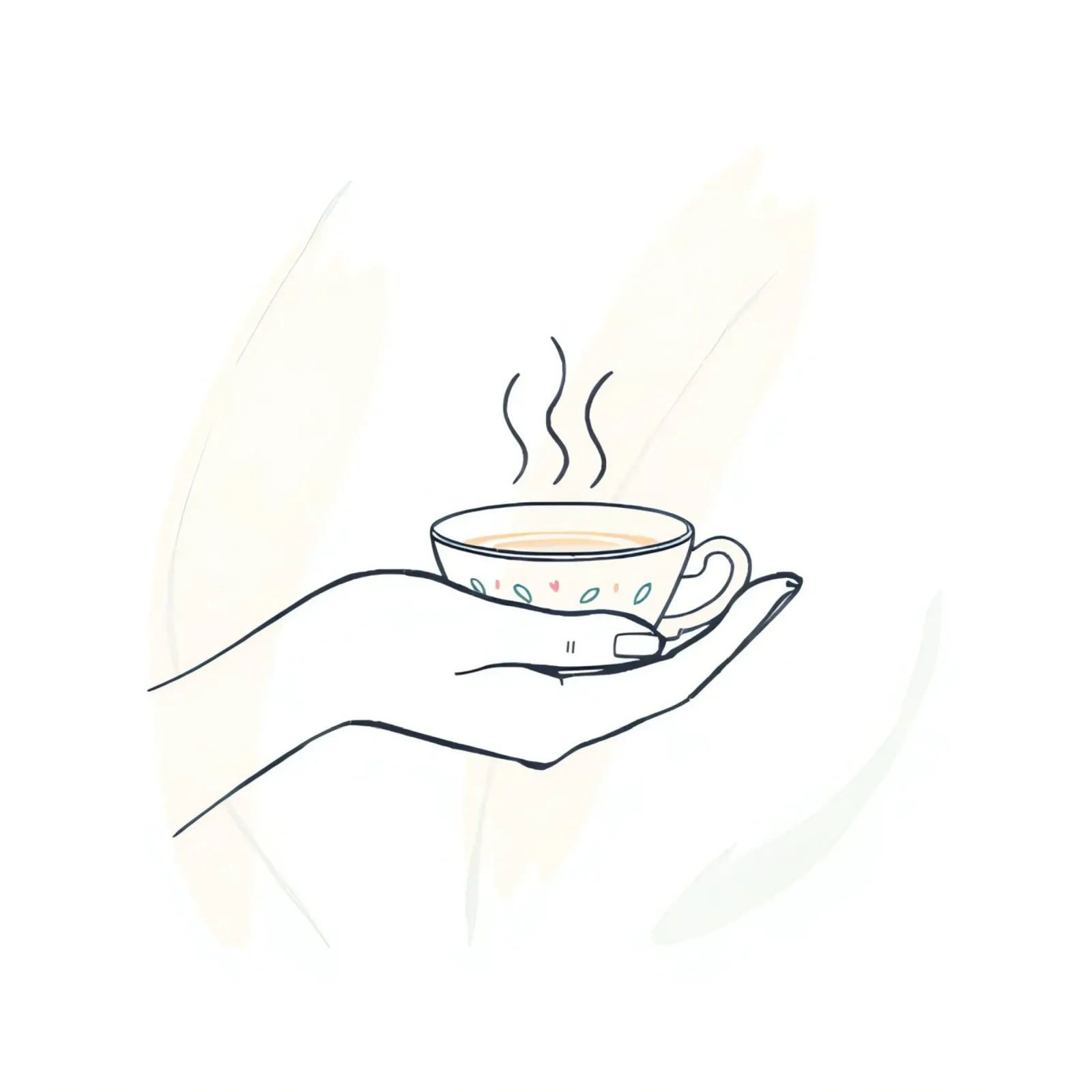Hand holding a steaming cup of tea against a soft background canvas by DesignDoodle