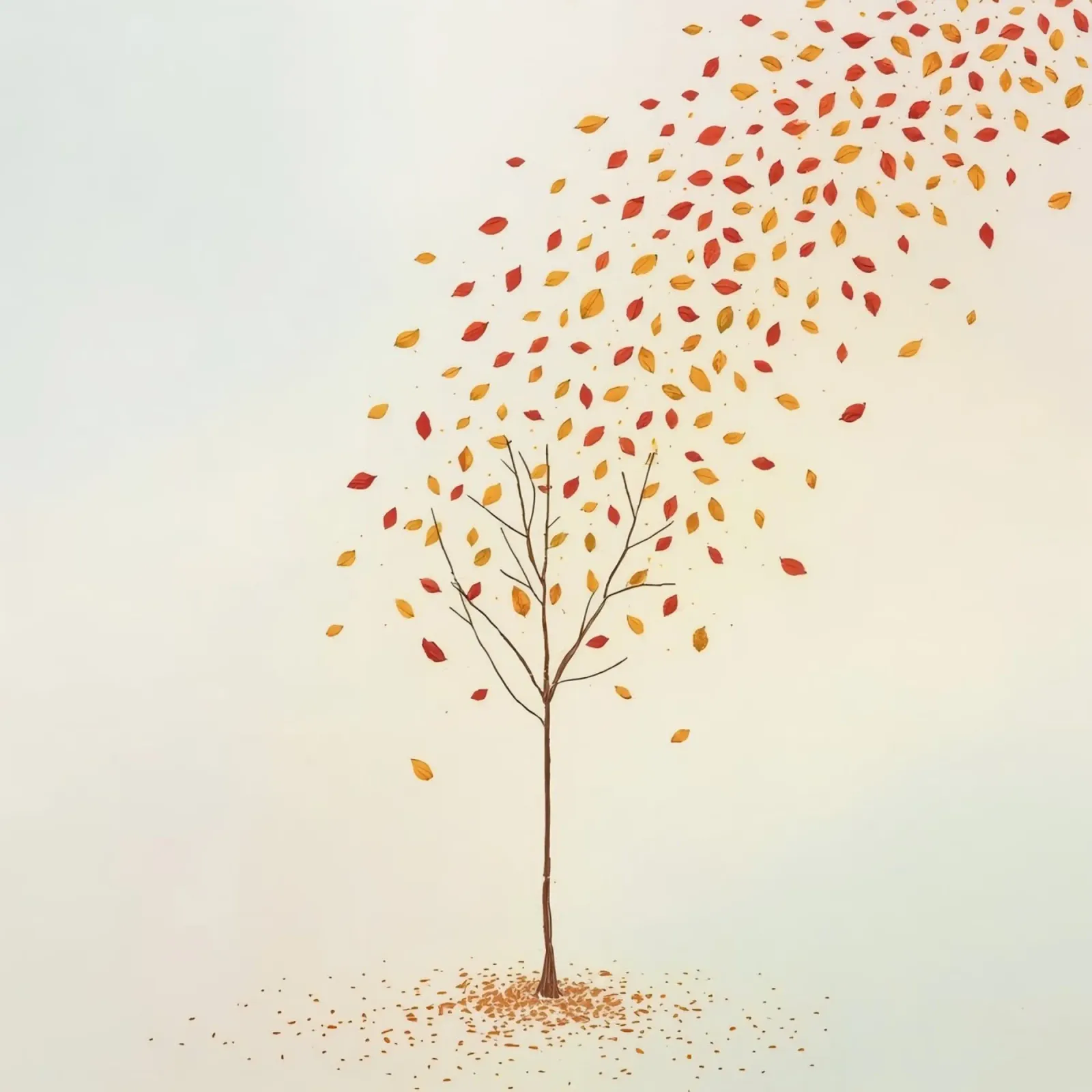 Tree shedding leaves in autumn depicting the seasonal change canvas by DesignDoodle