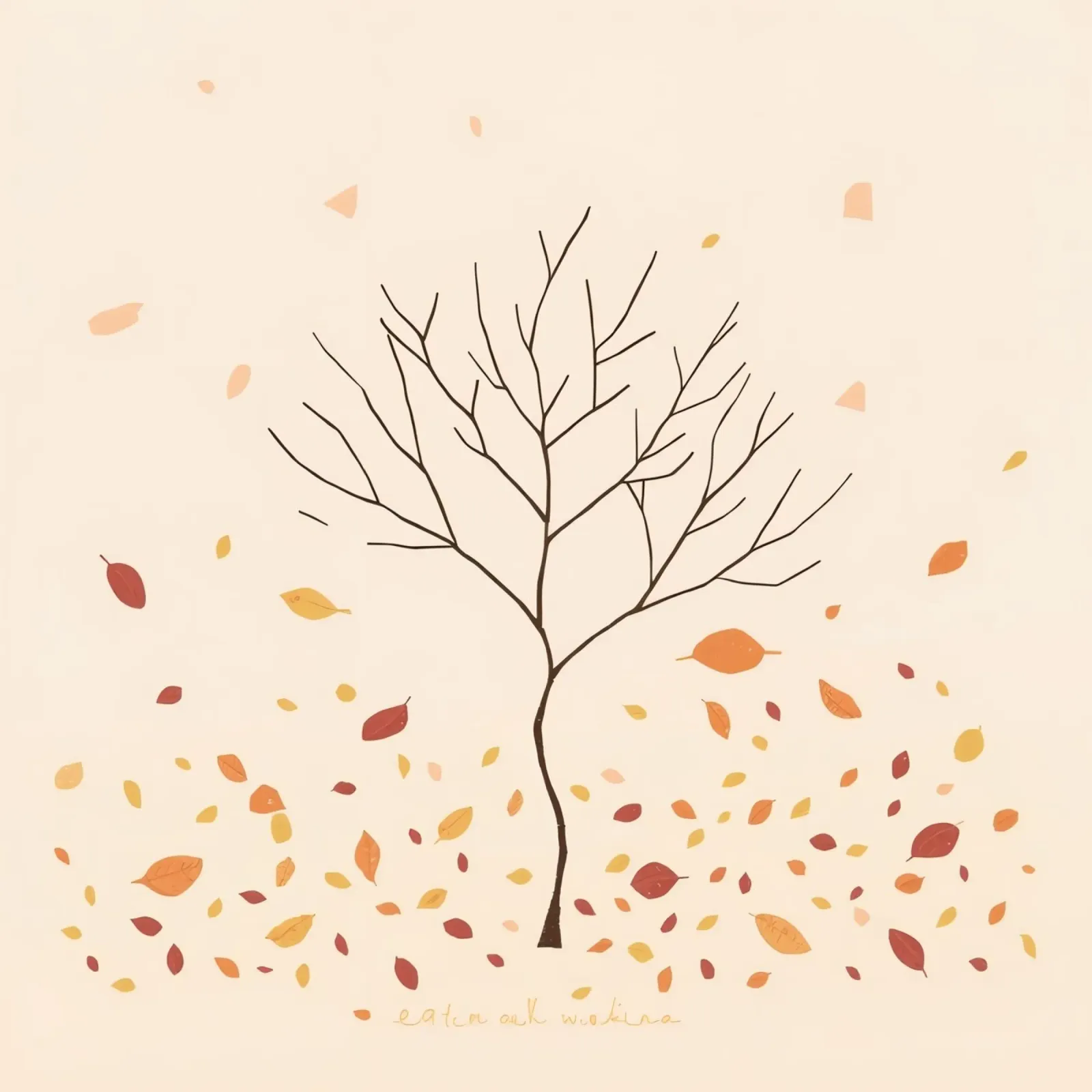 Albero spoglio circondato da foglie cadenti nella stagione autunnale pellicola backlit da DesignDoodle