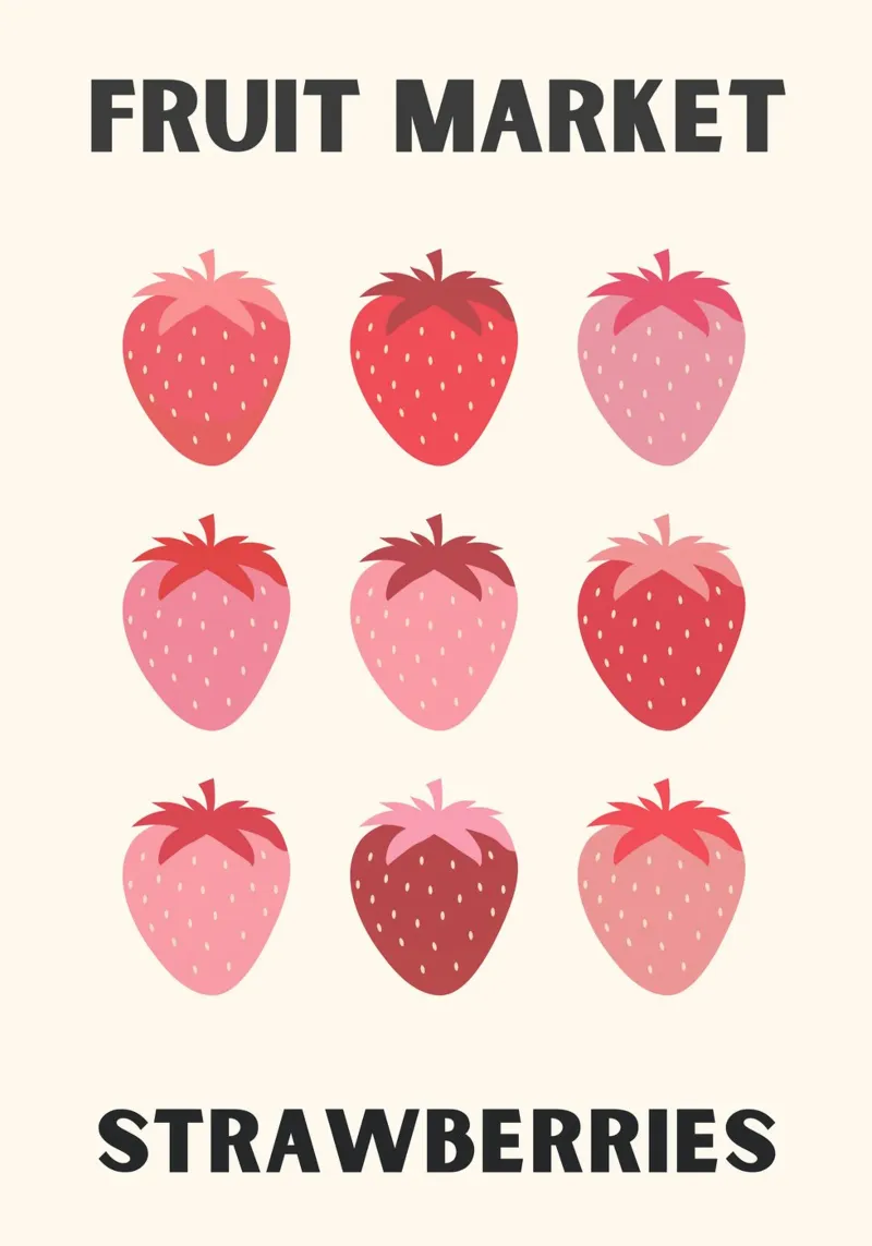 Colorful Strawberry Illustration for Fruit Market Display hahnemühle by The Art Club