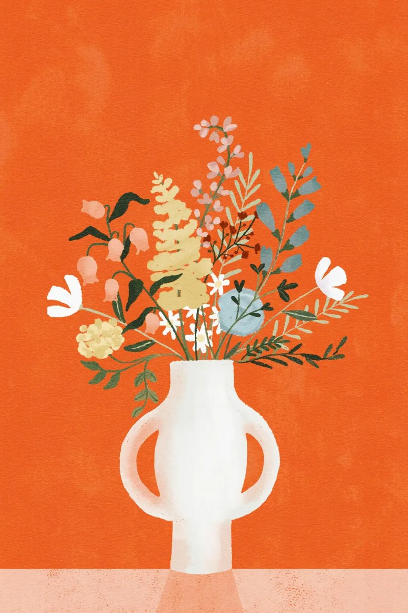 Flowers in Vase, Red pellicola backlit da Goed Blauw