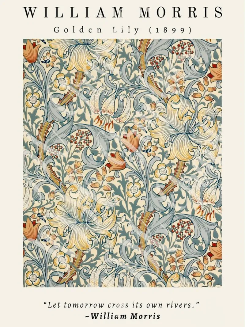 intertwined pattern of lilies,tulip,and leaves canvas by Ropech Shop