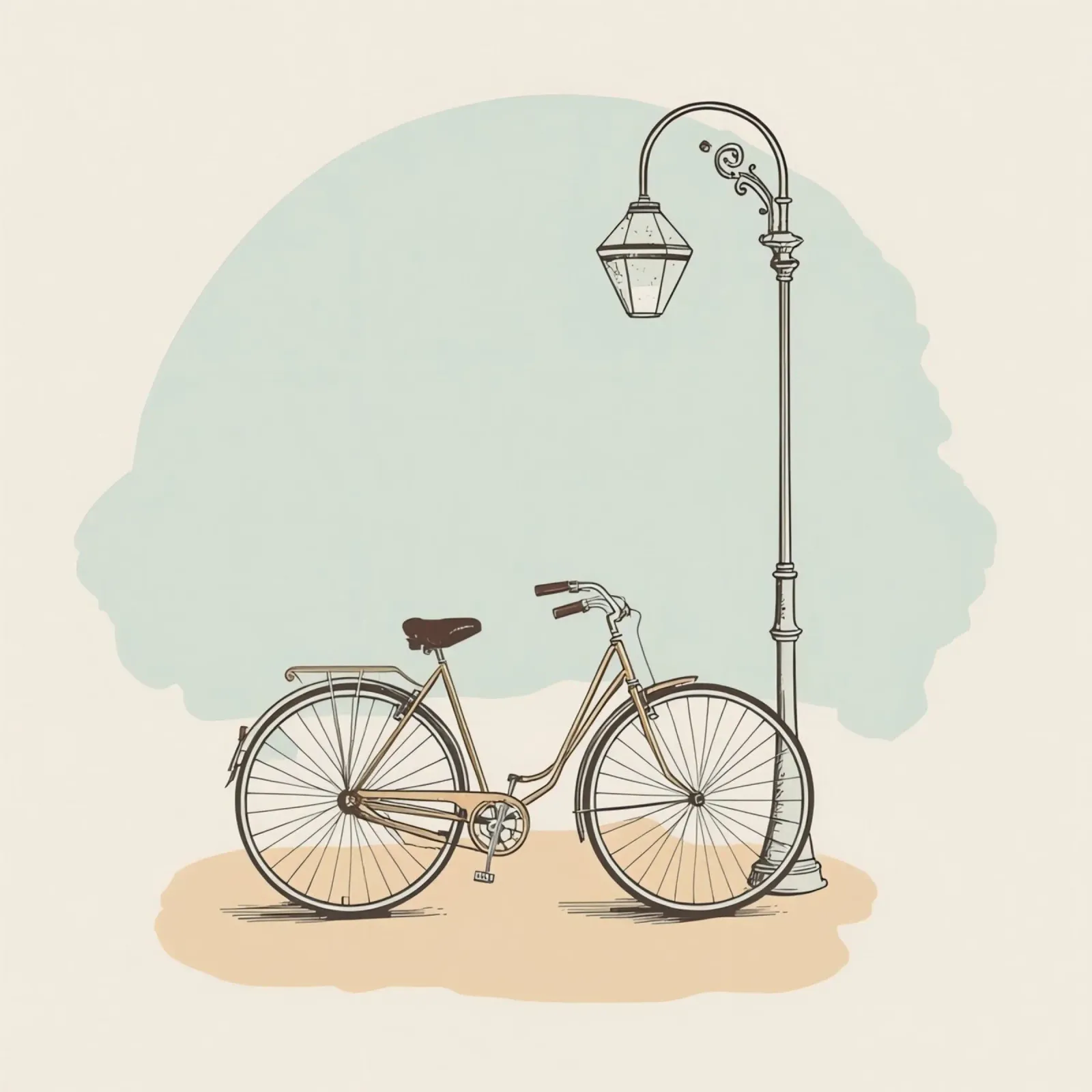 Vélo classique garé près d'un lampadaire ancien hahnemühle de DesignDoodle