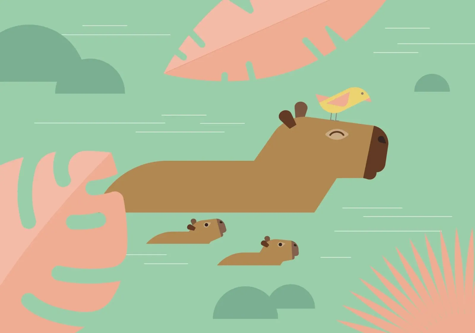 Mamma capibara con bambini carta hahnemühle da Carolin Vonhoff
