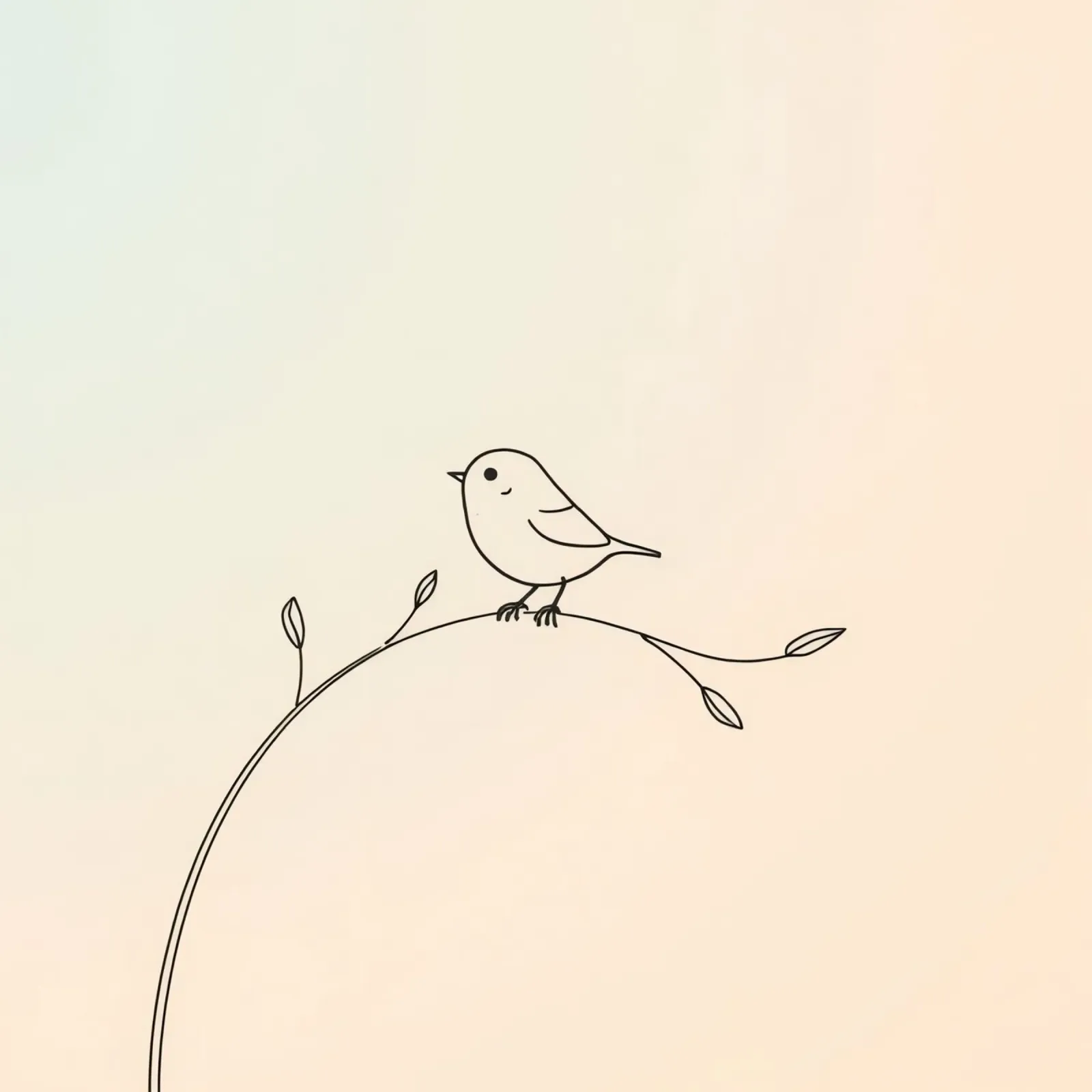 Delicate line drawing of a small bird perched on a branch hahnemühle by DesignDoodle