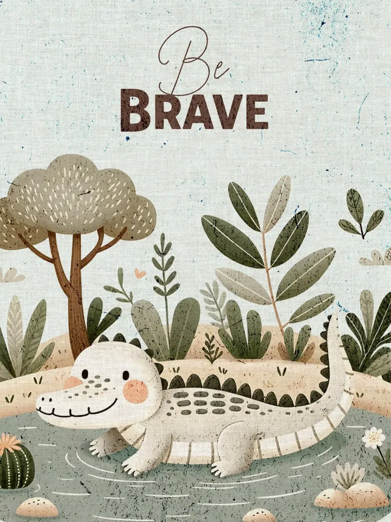 Ilustración del cocodrilo Be Brave hahnemühle de E Cannon