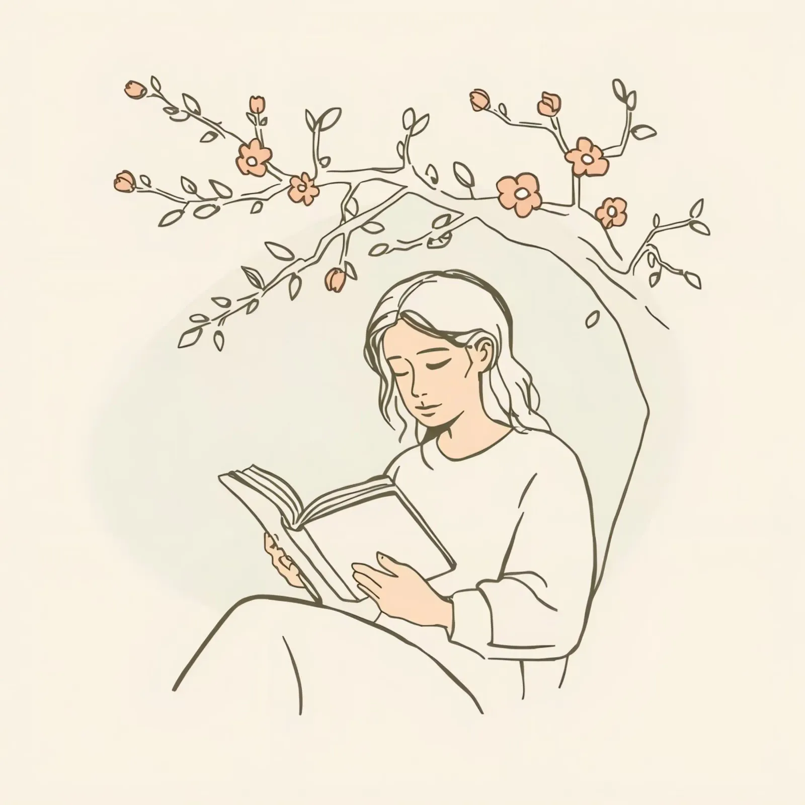 Leggere un libro sotto un albero in fiore in una tranquilla zona all'aperto pellicola backlit da DesignDoodle