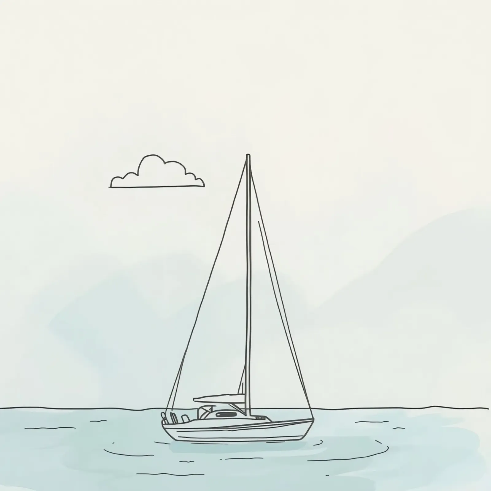 Sailboat drifting on calm waters under a light cloud in canvas by DesignDoodle