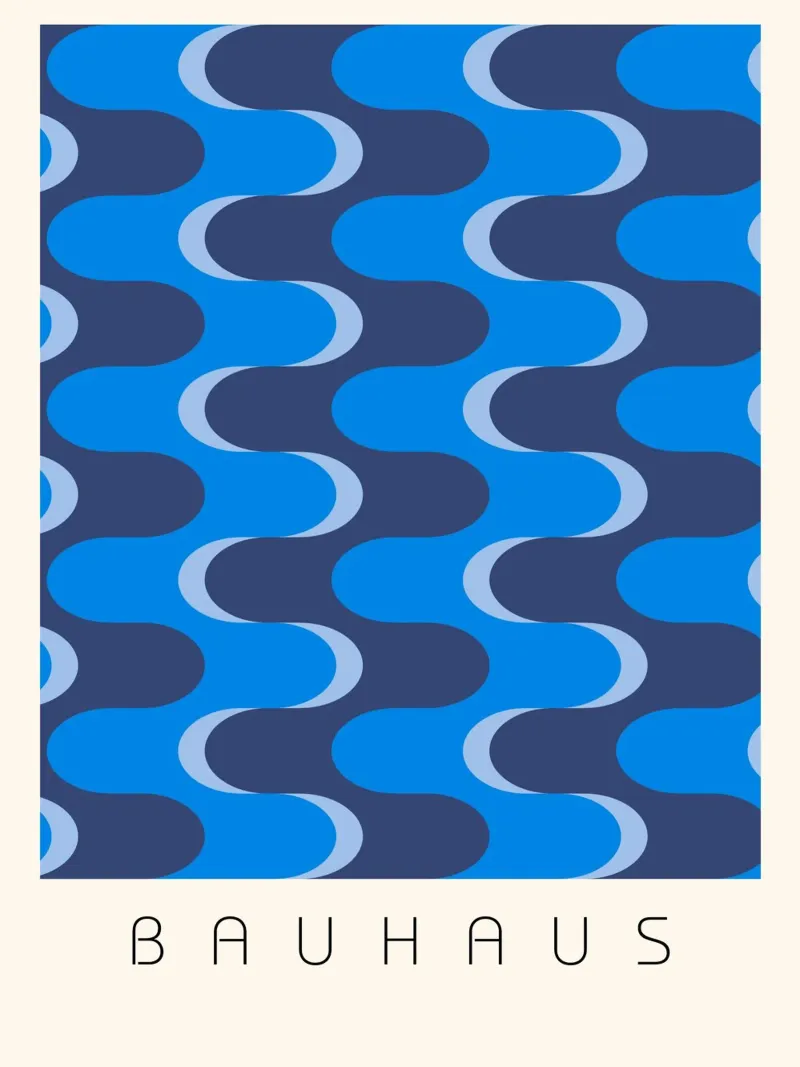 Bauhaus wave pattern blue hahnemühle by Studio Vibe