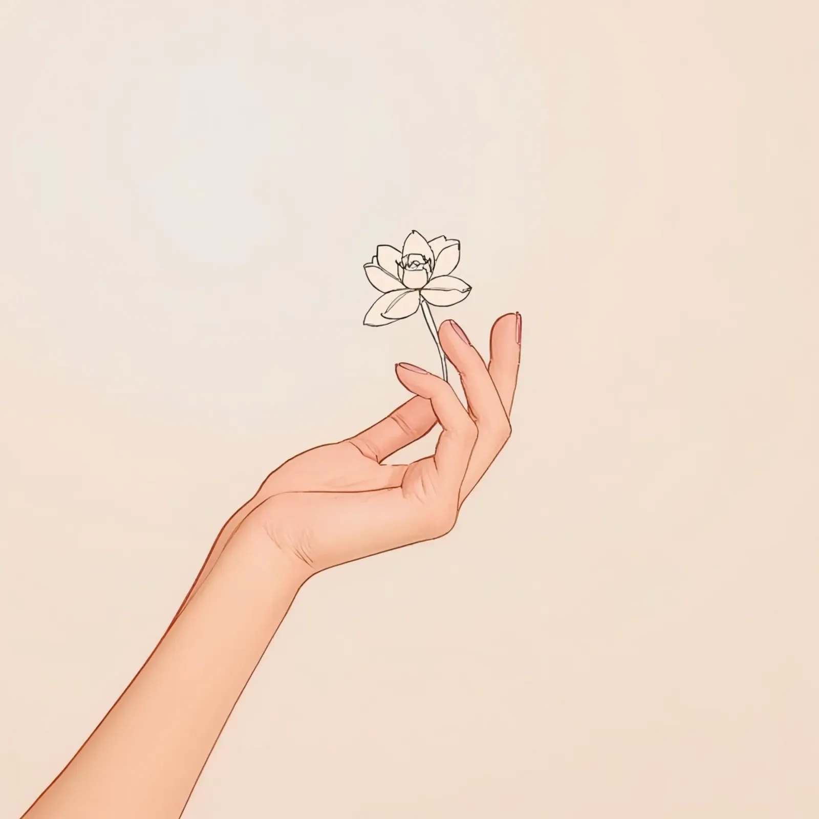 Mano che tiene un fiore delicato su uno sfondo chiaro pellicola backlit da DesignDoodle