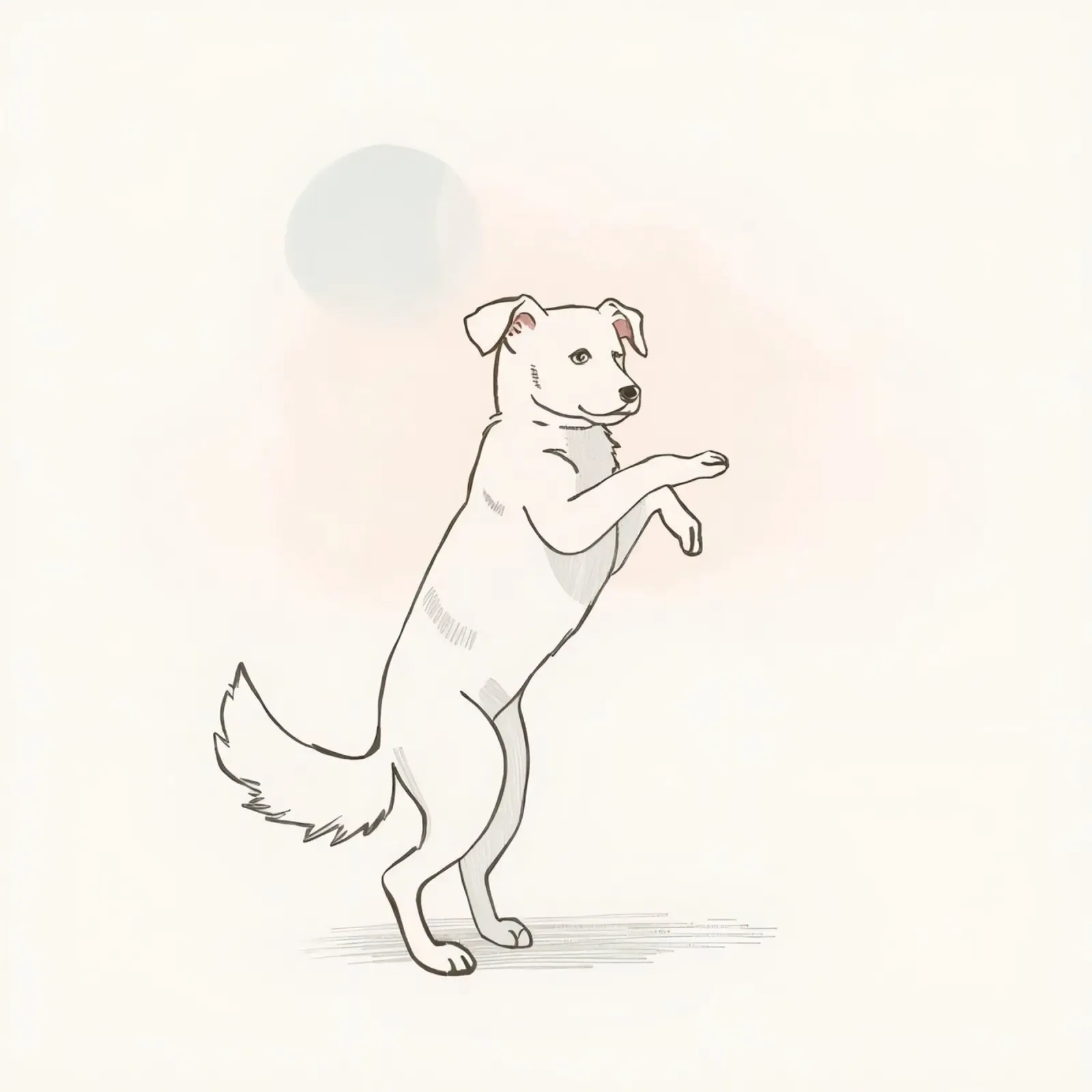 Cane giocoso in piedi su due zampe in un semplice artistico carta hahnemühle da DesignDoodle
