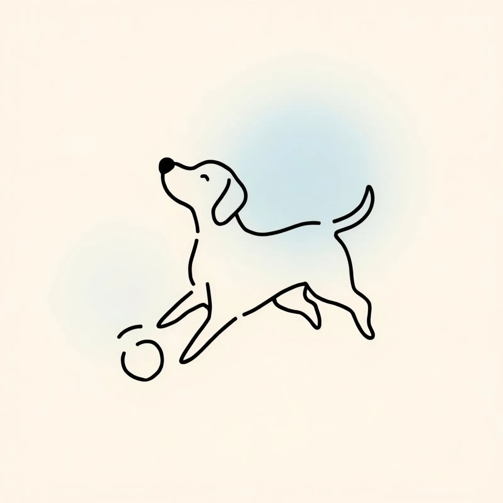 Cane che gioca con una palla in stile minimalista pellicola backlit da DesignDoodle