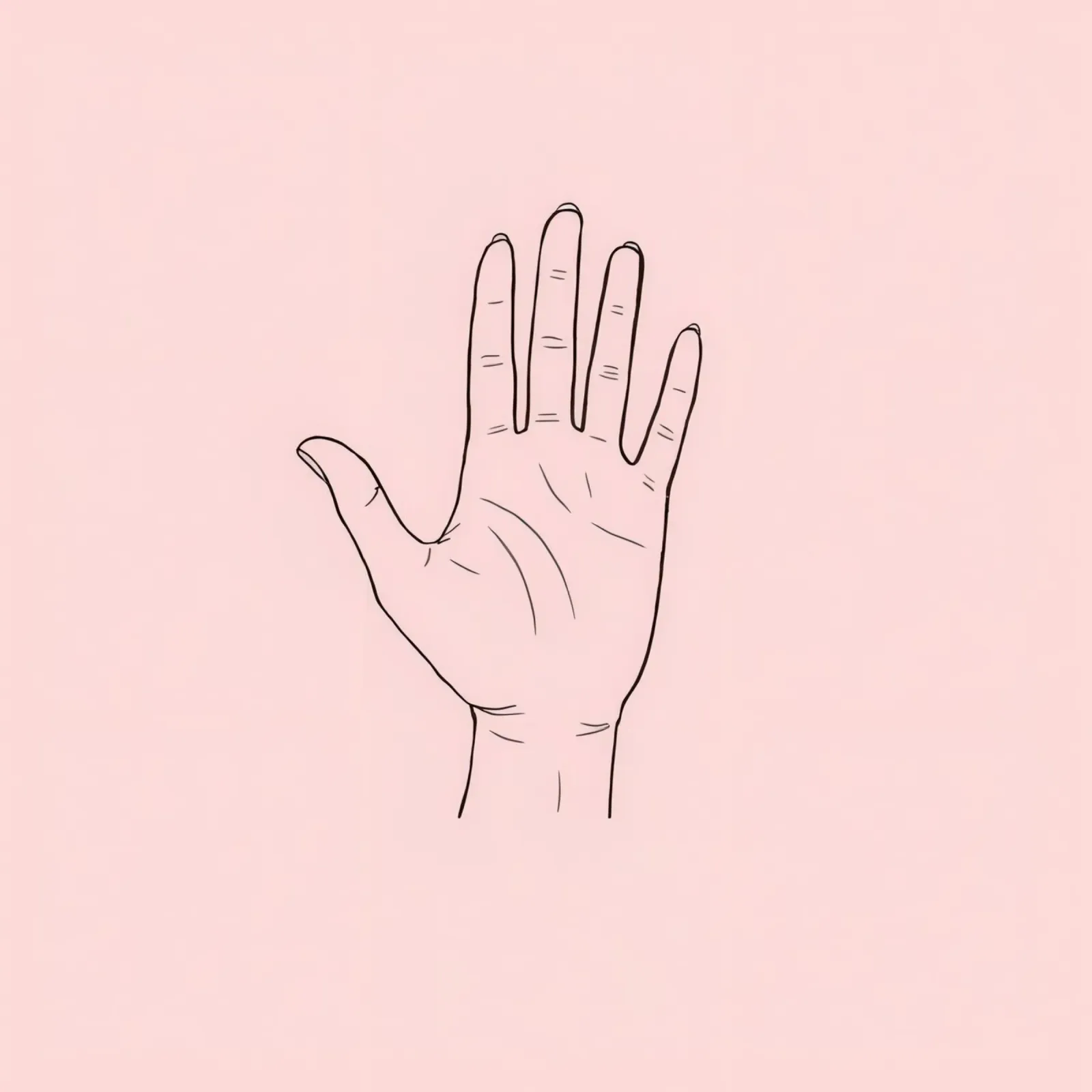 Ilustración de un gesto con la mano sobre un fondo rosa suave aluminio dibond de DesignDoodle